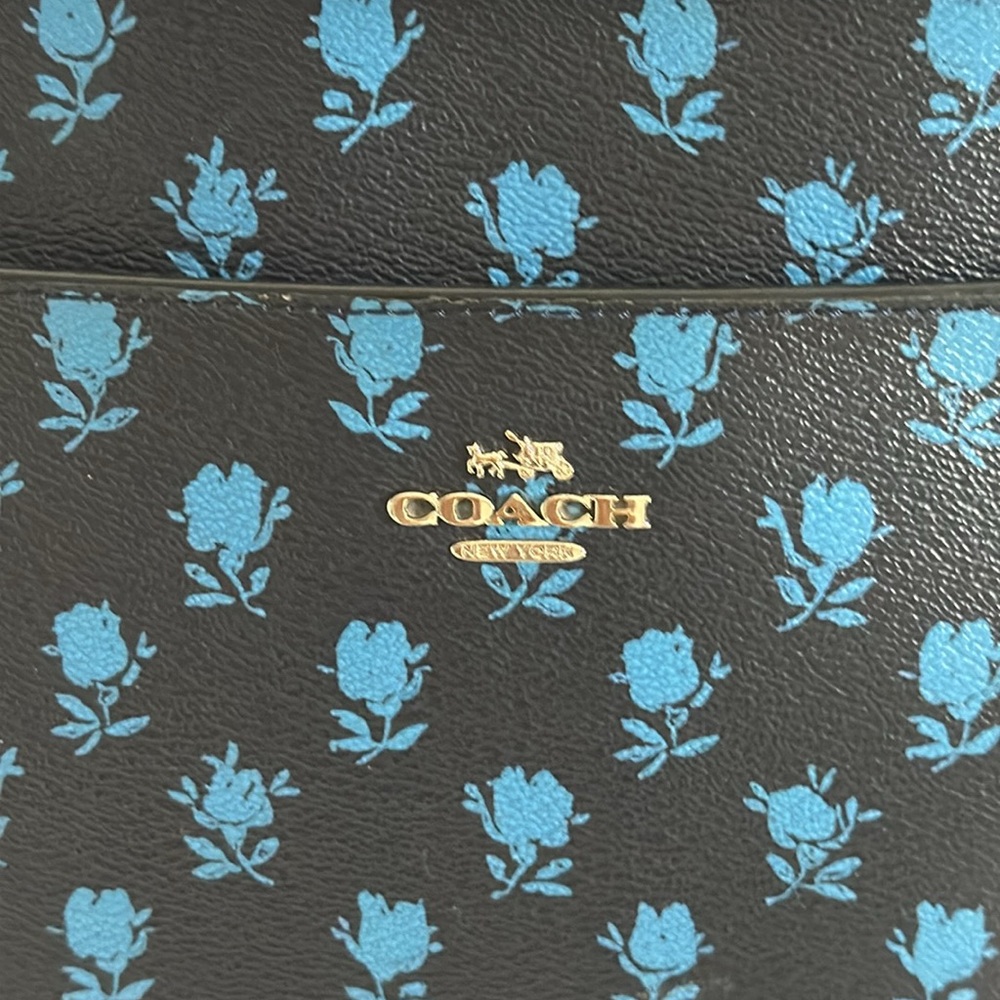 Coach Badlands Blue Midnight Floral East West Pop Out Pouch Crossbody Bag - Picture 3 of 14